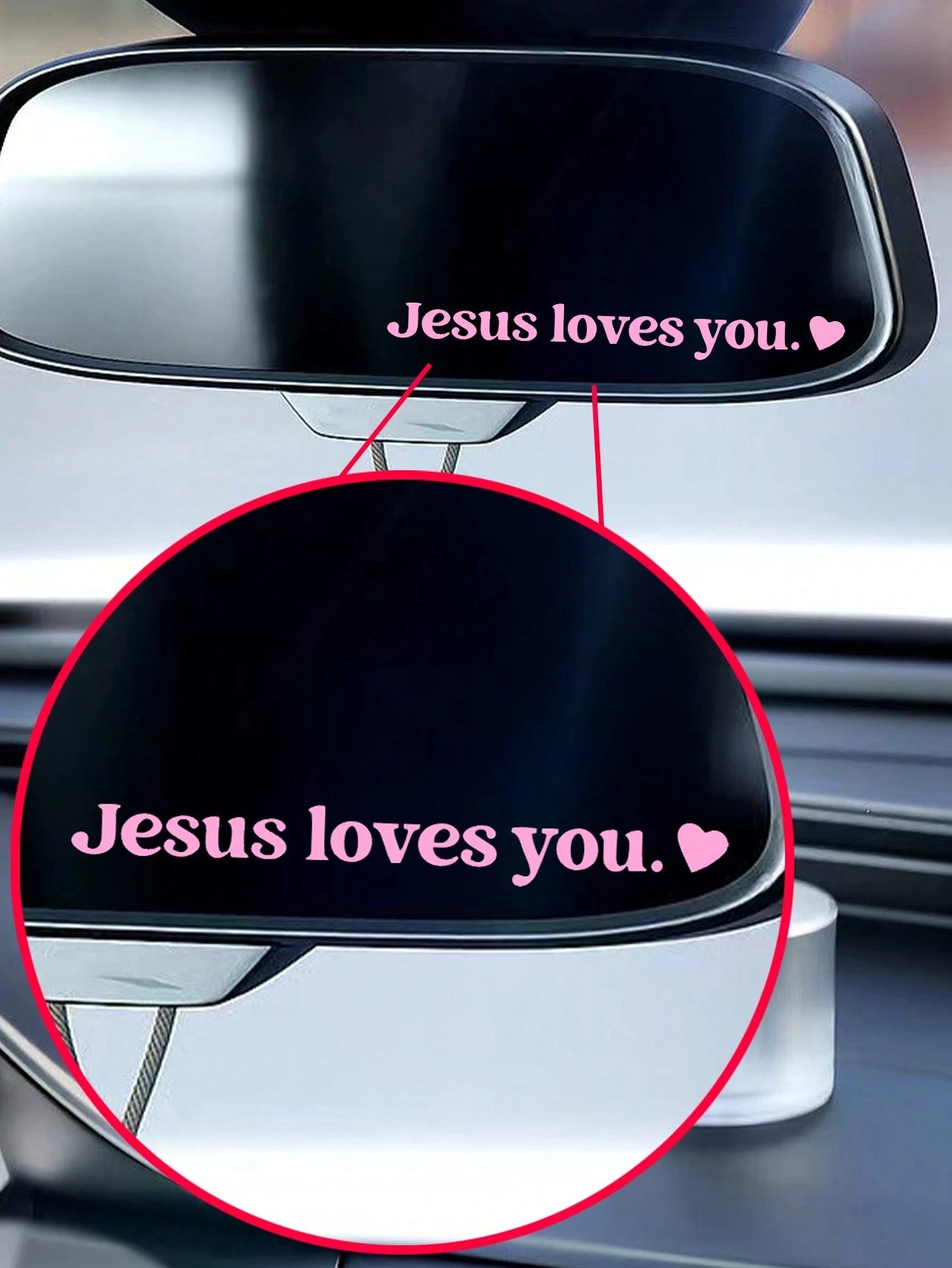 1pc "Jesus Loves You" Car Sticker, Driving Decal, Rearview Mirror Sticker