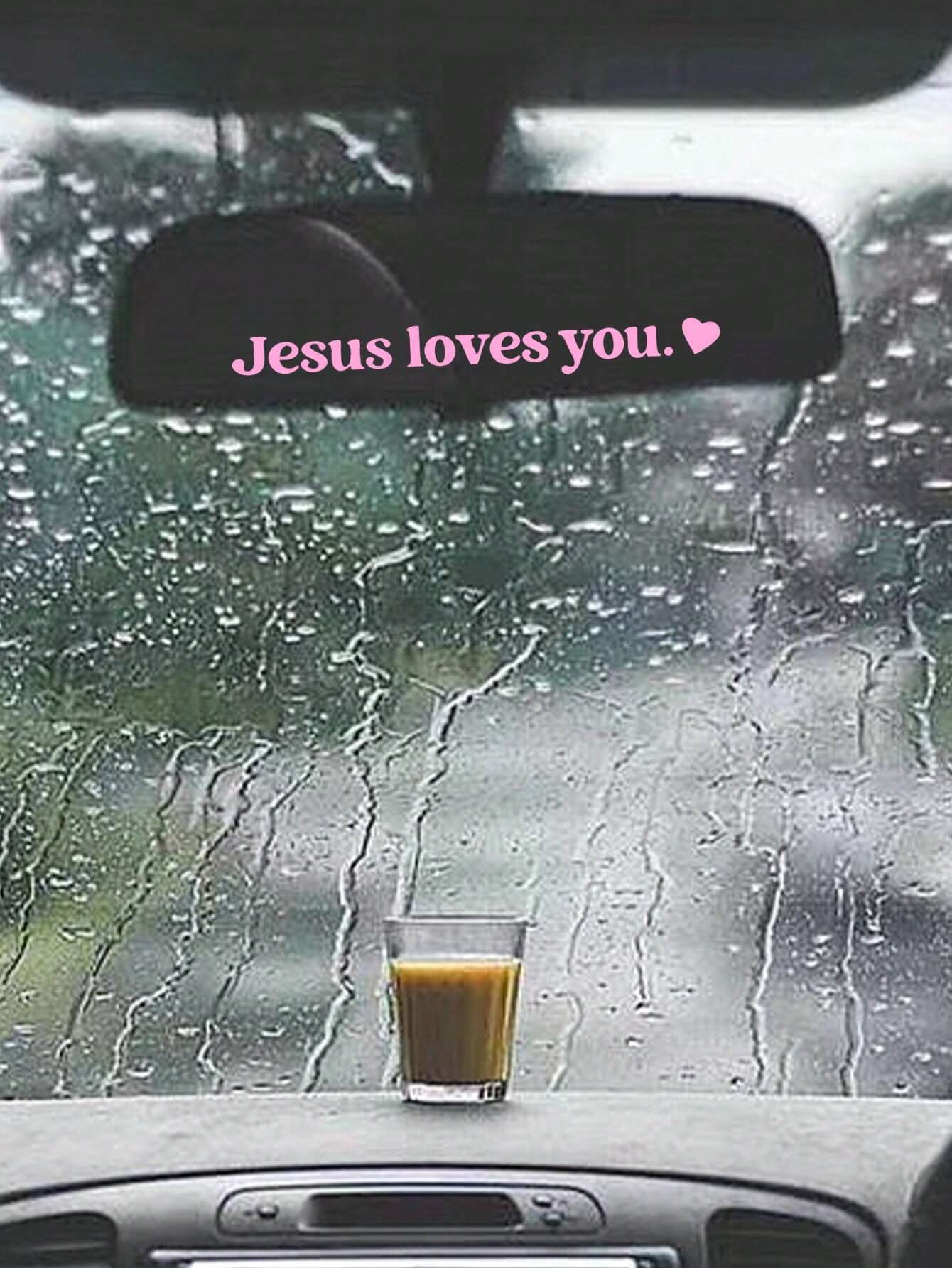 1pc "Jesus Loves You" Car Sticker, Driving Decal, Rearview Mirror Sticker