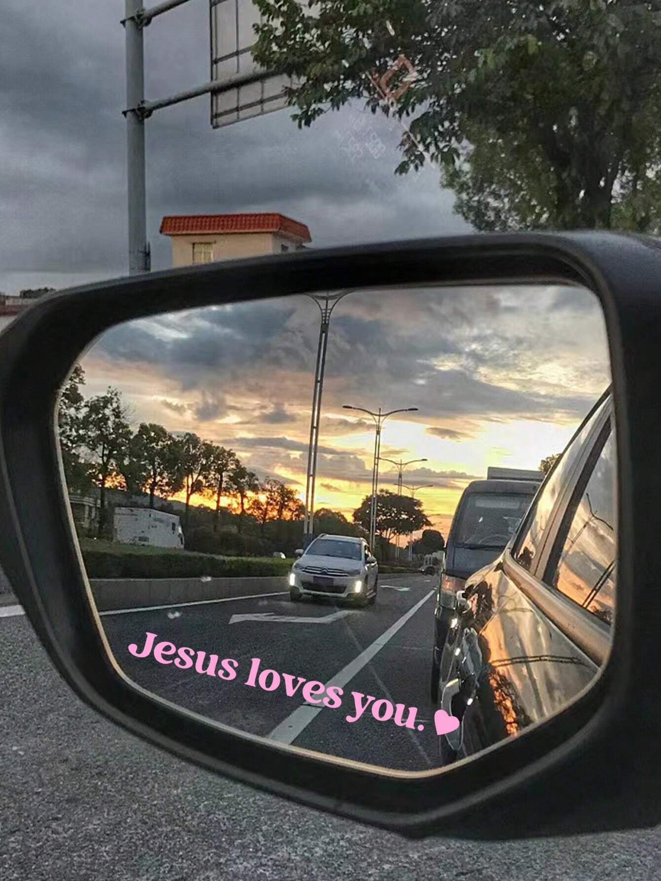 1pc "Jesus Loves You" Car Sticker, Driving Decal, Rearview Mirror Sticker