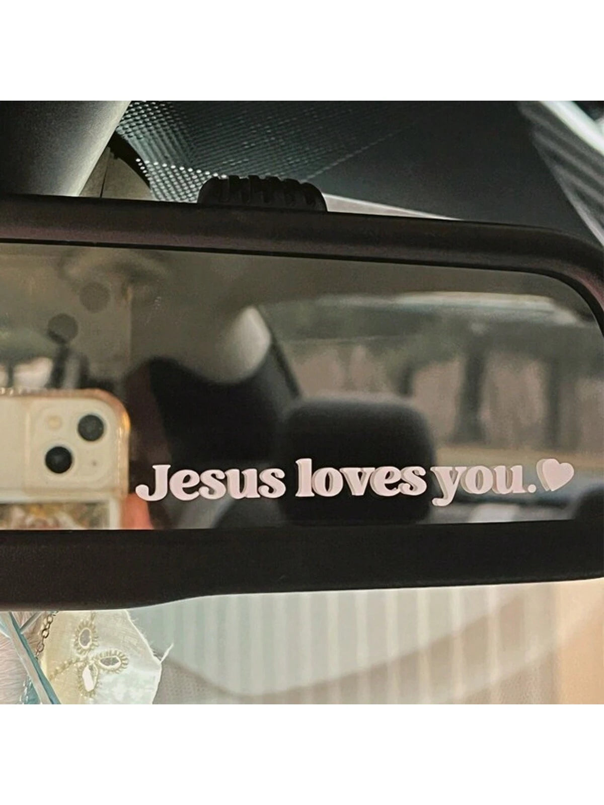 1pc "Jesus Loves You" Car Sticker, Driving Decal, Rearview Mirror Sticker