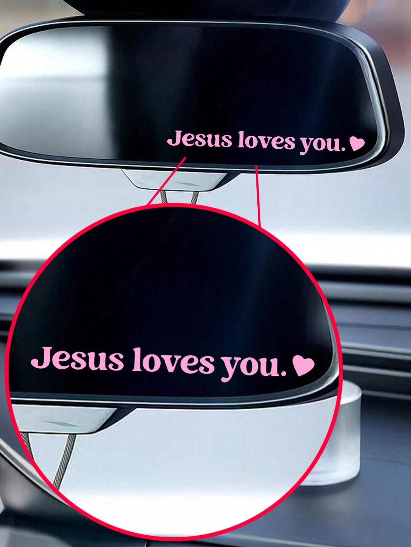 1pc "Jesus Loves You" Car Sticker, Driving Decal, Rearview Mirror Sticker