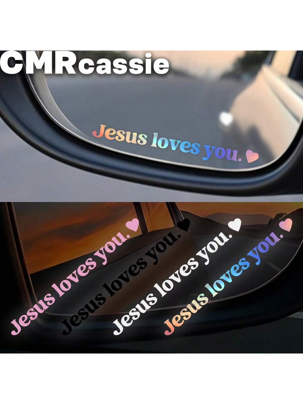 1pc "Jesus Loves You " Car Stickers, Driving Stickers,Car Rearview Mirror Stickers
