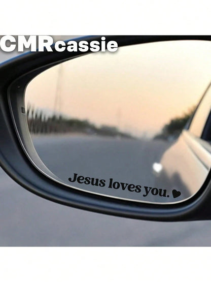 1pc "Jesus Loves You " Car Stickers, Driving Stickers,Car Rearview Mirror Stickers