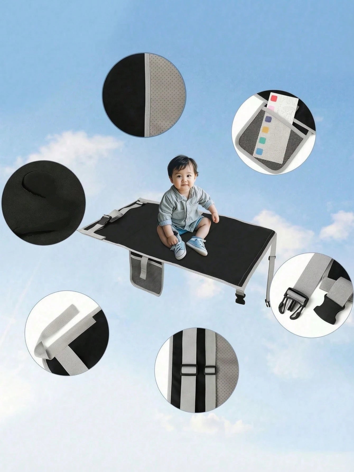 1pc Kids Airplane Travel Seat Extender Pad, Airplane Travel Hammock Travel Bed Seat Extender