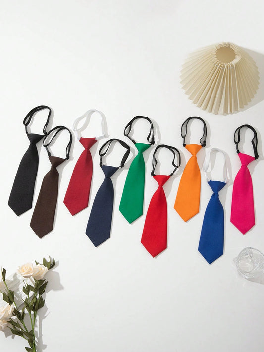 1pc Kids' Plain Color Clip-On Tie, Versatile Short Necktie For Performance, School, Unisex
