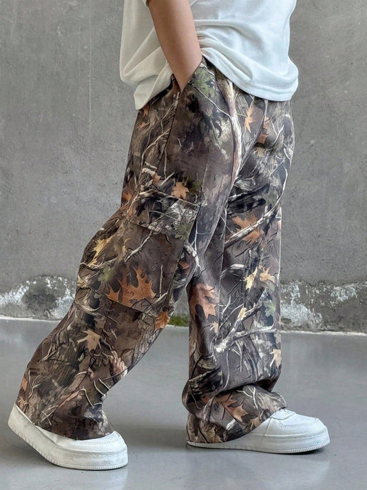1pc Kids Young Boy Casual Sports Cute Daily Comfortable Street Style Versatile Print Straight Leg Knit Pants, Suitable For Spring, Summer, Autumn, Winter, Back To School, Fall