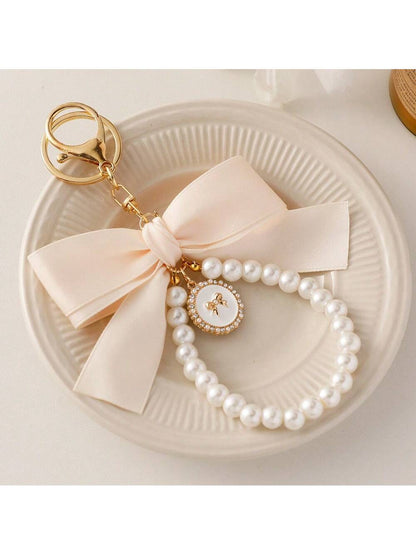 1pc Large Bow Pearl Keychain Pendant Creative Colorful Ribbon Fabric Knot Accessories Headphone Case Accessories The Best Gift For Girlfriends A Gift For Mothers A Teacher's Day Gift A Birthday Gift A