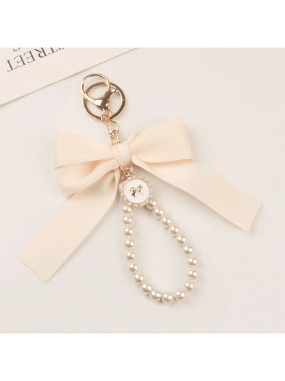 1pc Large Bow Pearl Keychain Pendant Creative Colorful Ribbon Fabric Knot Accessories Headphone Case Accessories The Best Gift For Girlfriends A Gift For Mothers A Teacher's Day Gift A Birthday Gift A