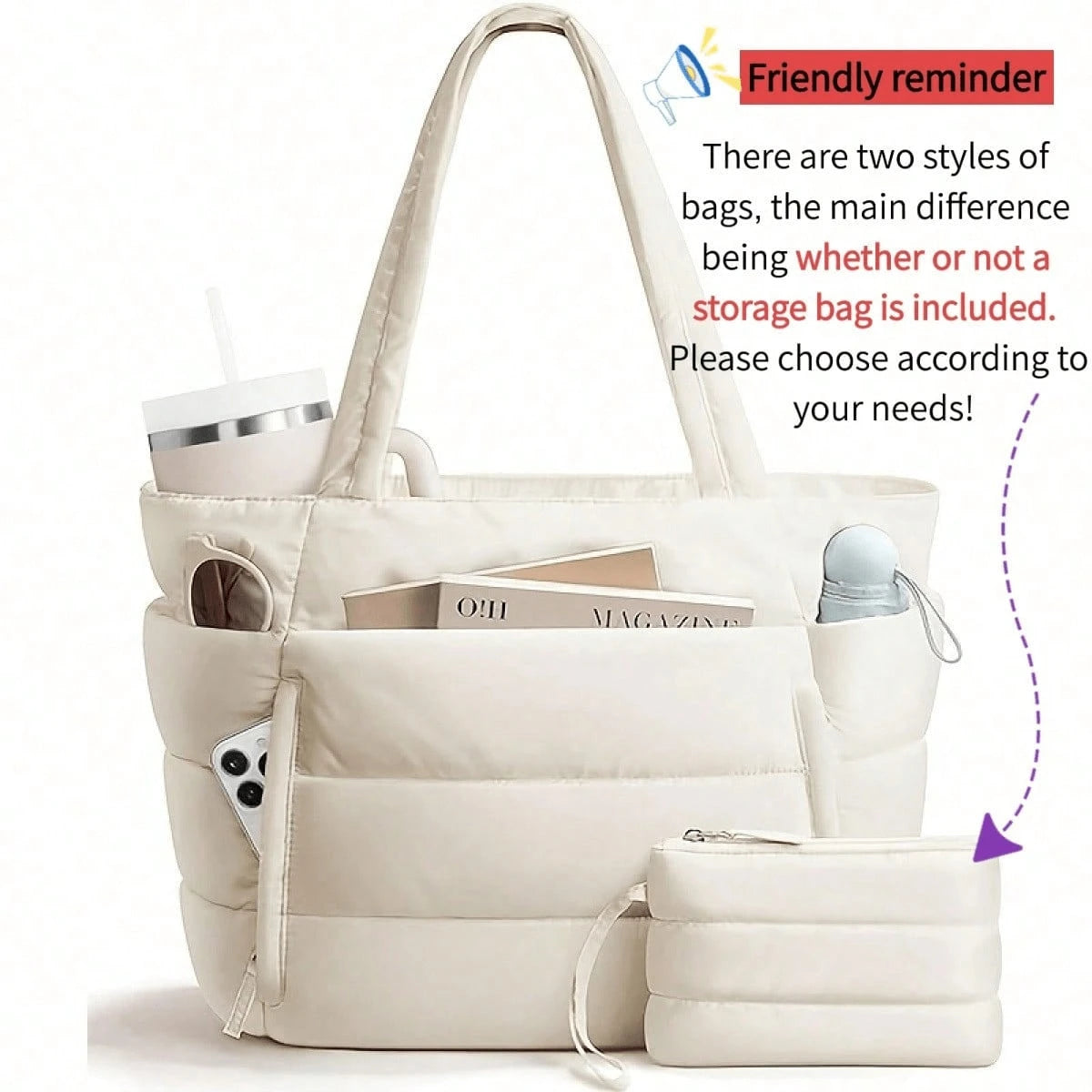 1pc Large Quilted Tote Bag For Women, Spacious Dual Handle Shoulder Bag, Versatile Work Office Commute Laptop Carry, Casual Fashion Daily Travel