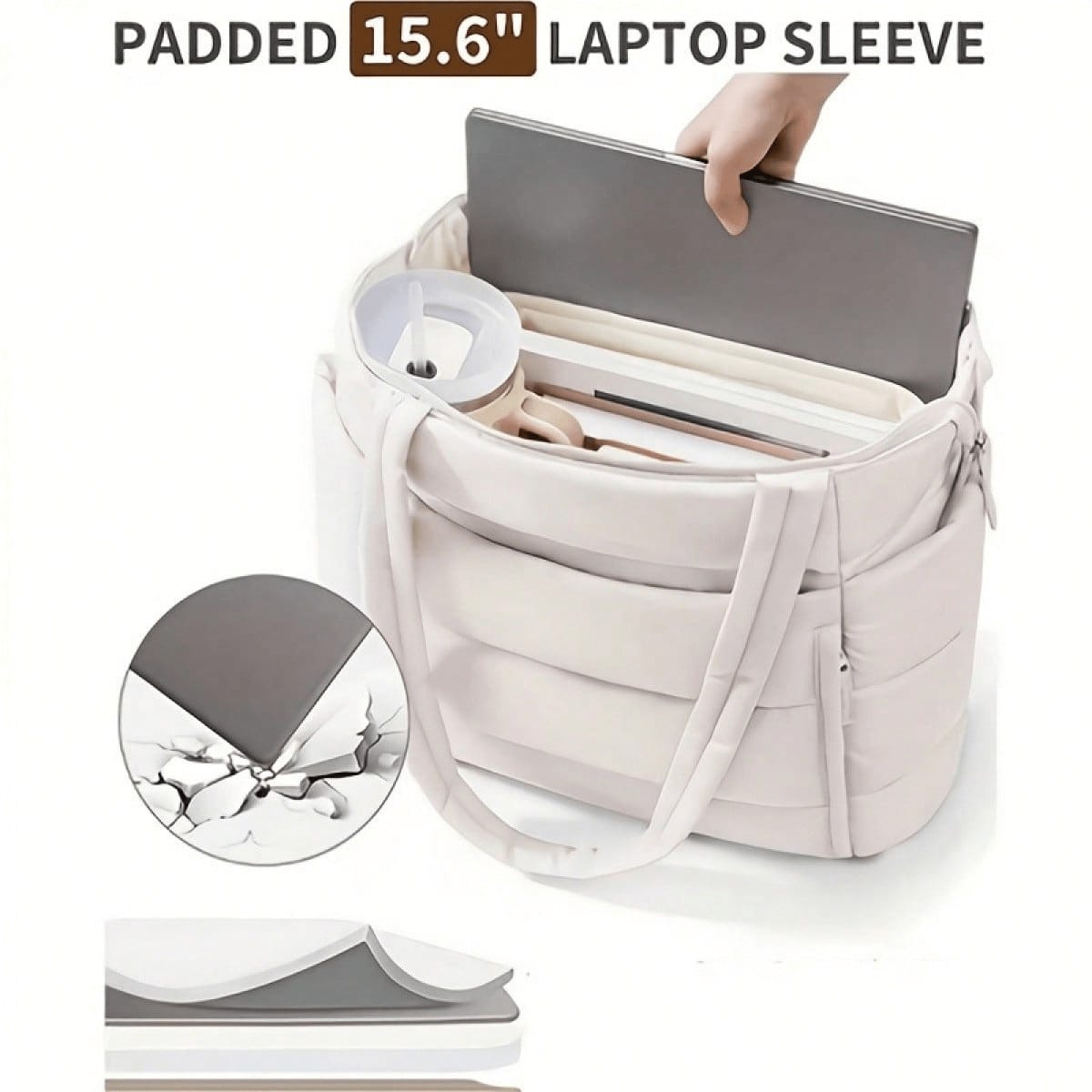 1pc Large Quilted Tote Bag For Women, Spacious Dual Handle Shoulder Bag, Versatile Work Office Commute Laptop Carry, Casual Fashion Daily Travel