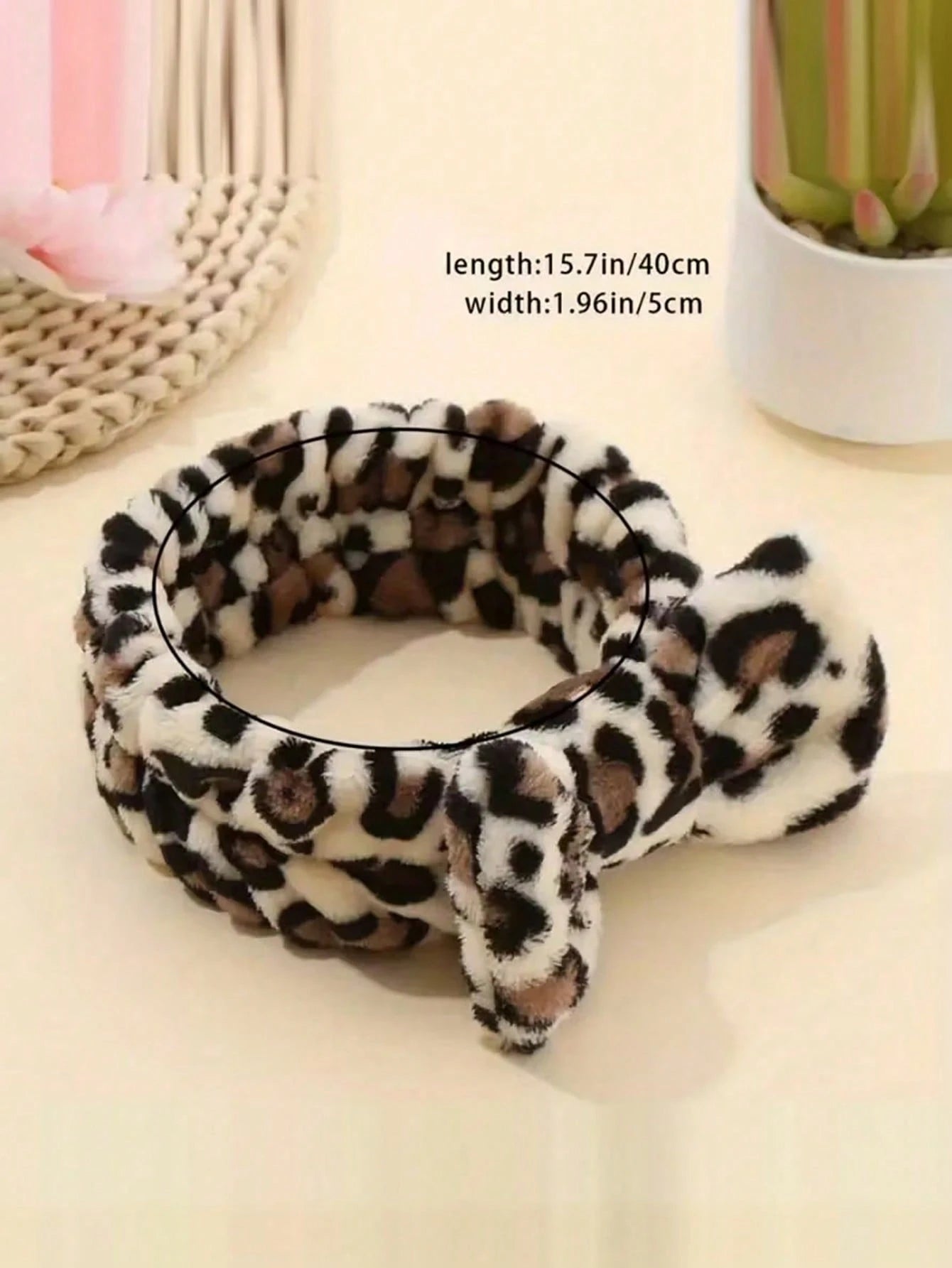 1pc Leopard Print Headband, Makeup Headband, Christmas Hair Accessory, Women's Facial Wash Headband, SPA Gift, Party, Daily Wear, Lightweight & Practical, Women's Headband, Home Beauty Women's Accesso