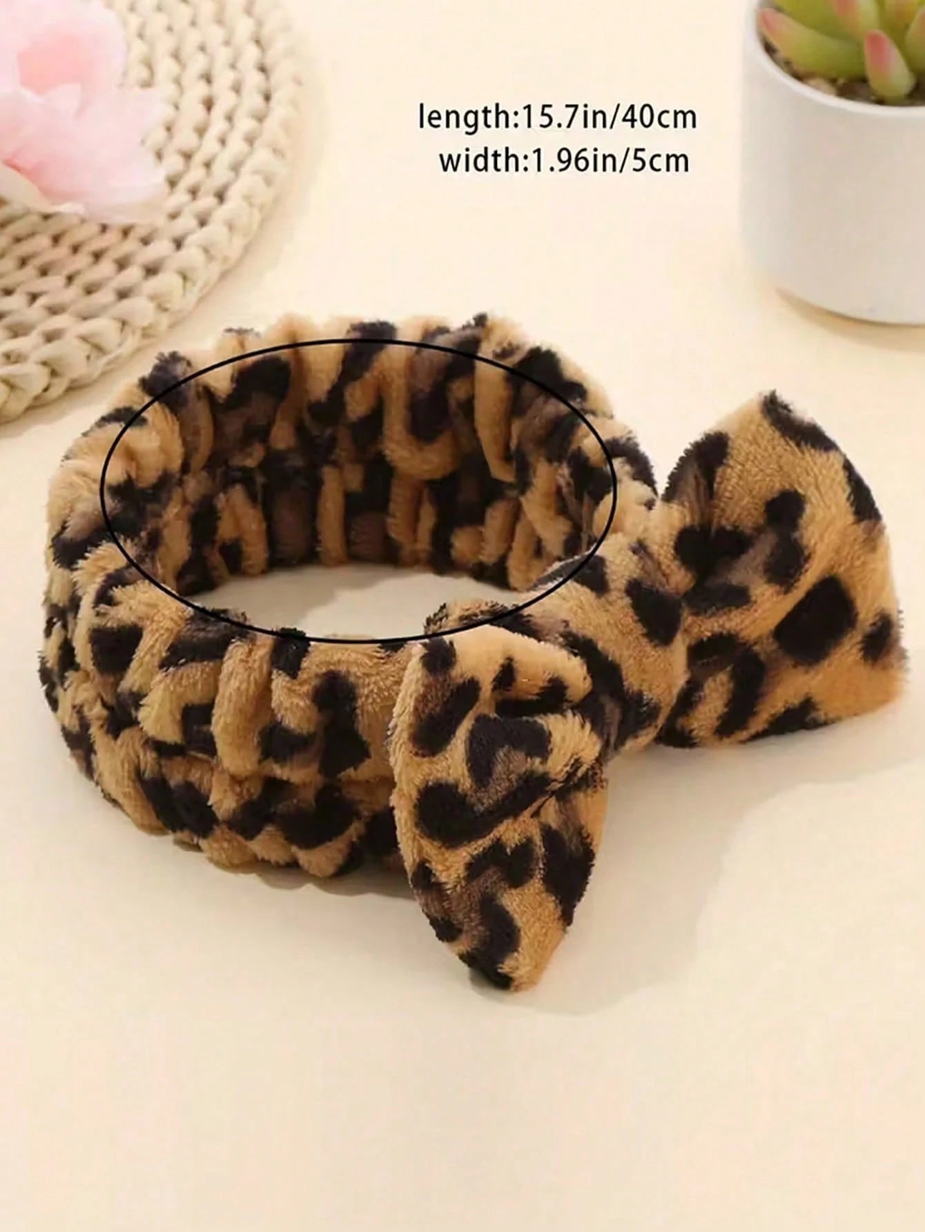 1pc Leopard Print Headband, Makeup Headband, Christmas Hair Accessory, Women's Facial Wash Headband, SPA Gift, Party, Daily Wear, Lightweight & Practical, Women's Headband, Home Beauty Women's Accesso