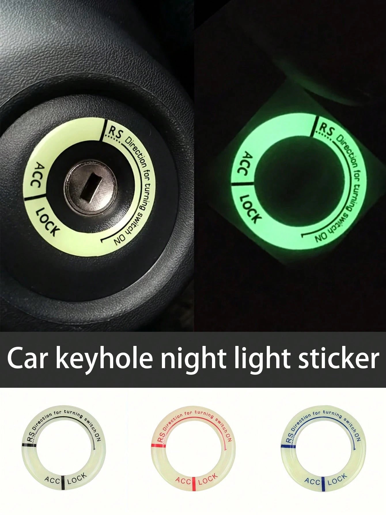 1pc Luminous Ignition Switch Sticker, Glow In The Dark Key Ring Decal For Car And Motorcycle