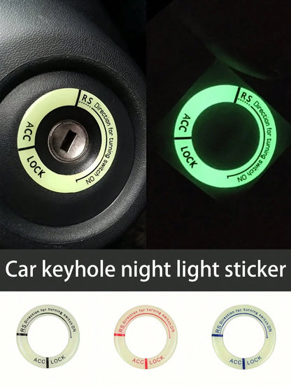 1pc Luminous Ignition Switch Sticker, Glow In The Dark Key Ring Decal For Car And Motorcycle