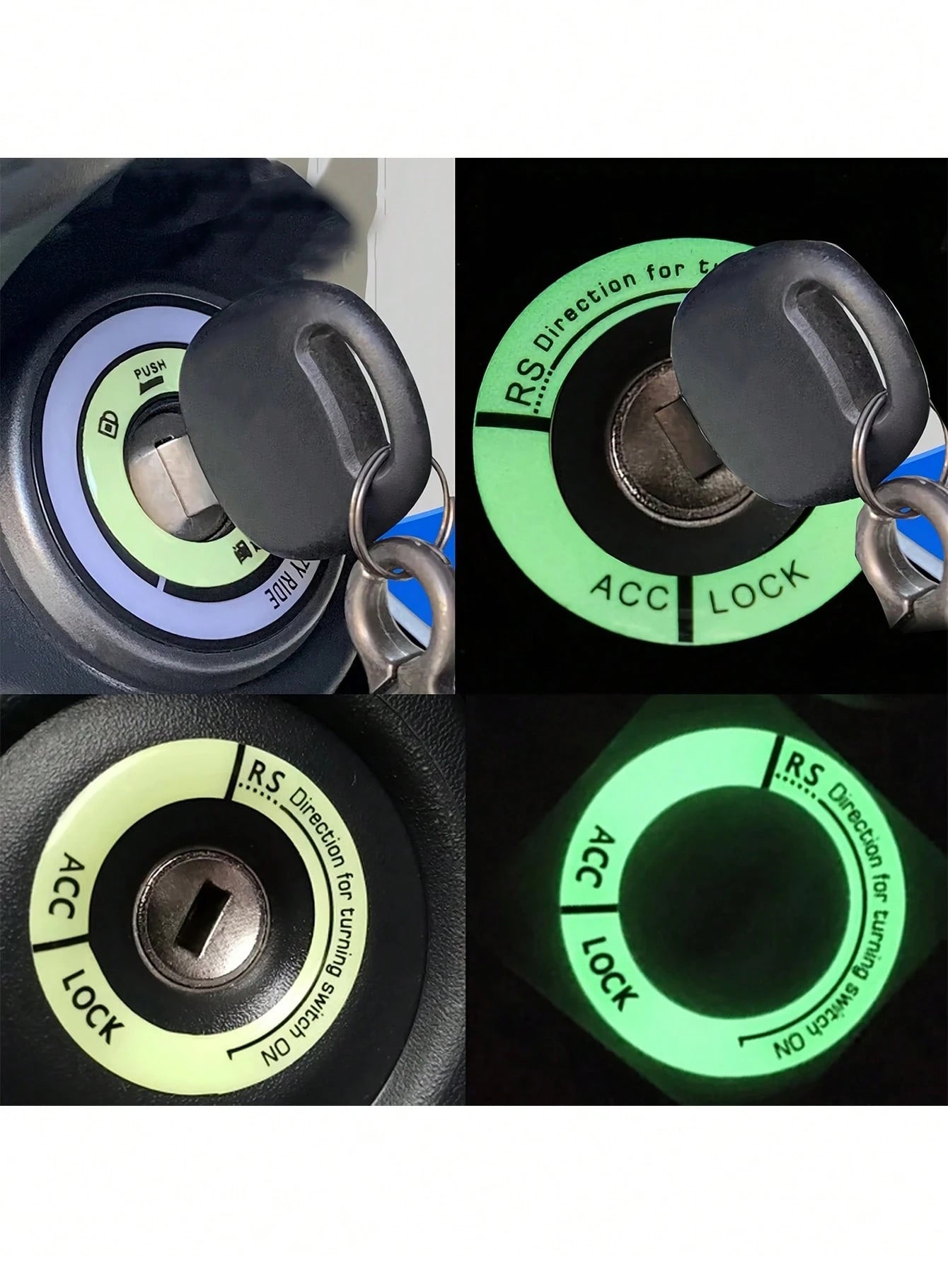 1pc Luminous Ignition Switch Sticker, Glow In The Dark Key Ring Decal For Car And Motorcycle