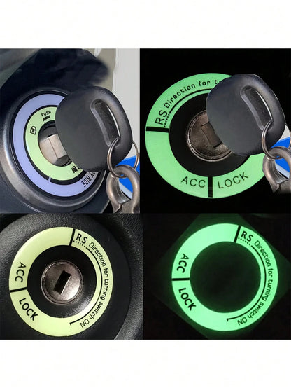 1pc Luminous Ignition Switch Sticker, Glow In The Dark Key Ring Decal For Car And Motorcycle