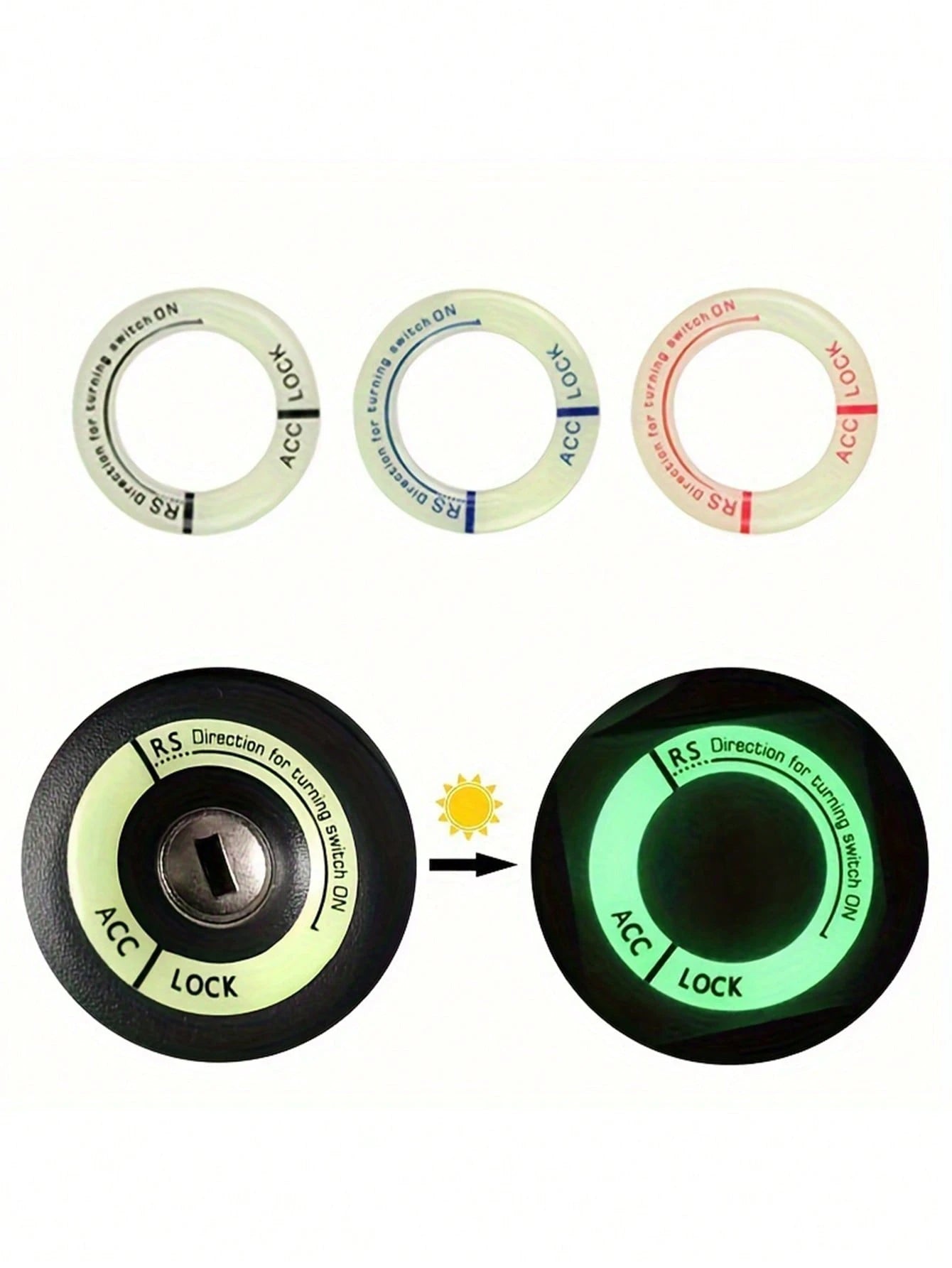 1pc Luminous Ignition Switch Sticker, Glow In The Dark Key Ring Decal For Car And Motorcycle