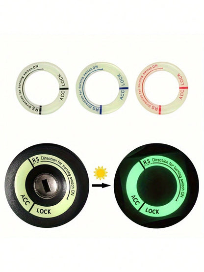 1pc Luminous Ignition Switch Sticker, Glow In The Dark Key Ring Decal For Car And Motorcycle