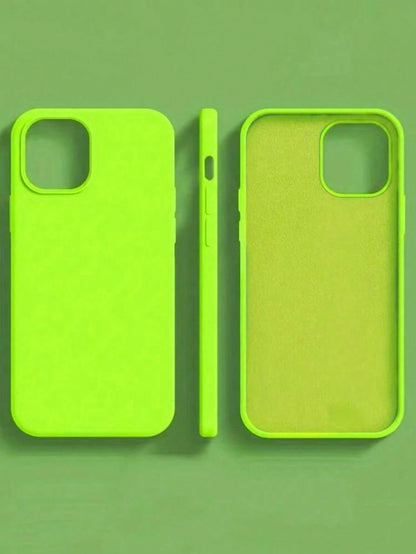 1pc Luxury Fluorescent Liquid Silicone Phone Case, Compatible With IPhone 17 Air 16 15 14 13 12 11 Pro Max Plus| Liquid Silicone| Ultra-Thin Shockproof Protective Case| Phone
