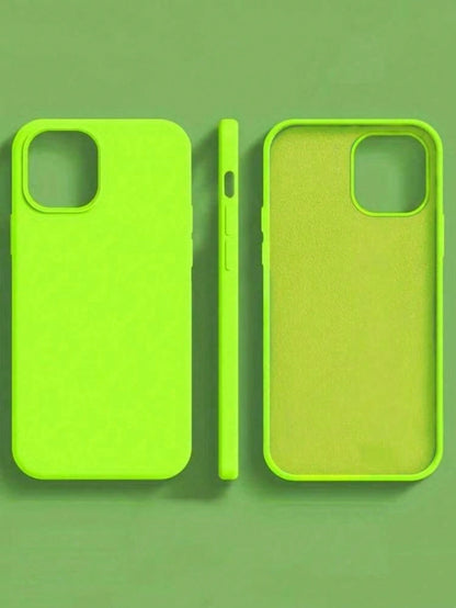 1pc Luxury Fluorescent Liquid Silicone Phone Case, Compatible With IPhone 17 Air 16 15 14 13 12 11 Pro Max Plus| Liquid Silicone| Ultra-Thin Shockproof Protective Case| Phone
