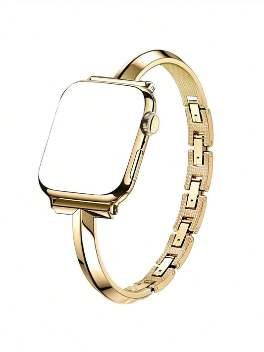 1pc Luxury Gold Metal H-Shape Chain Strap, Delicate Women's Bracelet-Style Watch Band, Suitable For Apple Watch 38/40/41/42/44/45/46/49mm Series 11/10/9/8/7/SE/6/5/4/2/1