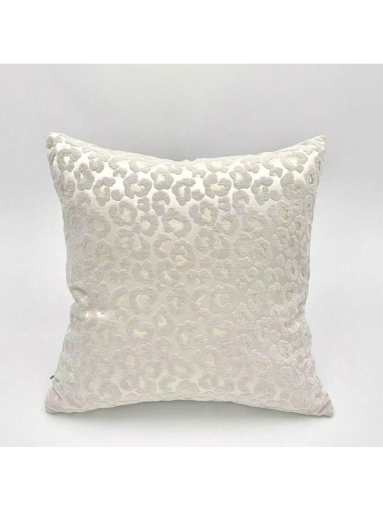 1pc Luxury Leopard Pattern Jacquard Throw Pillow Cover 45*45cm, Suitable For Living Room & Bedroom, High-Quality Feel, Hidden Zipper