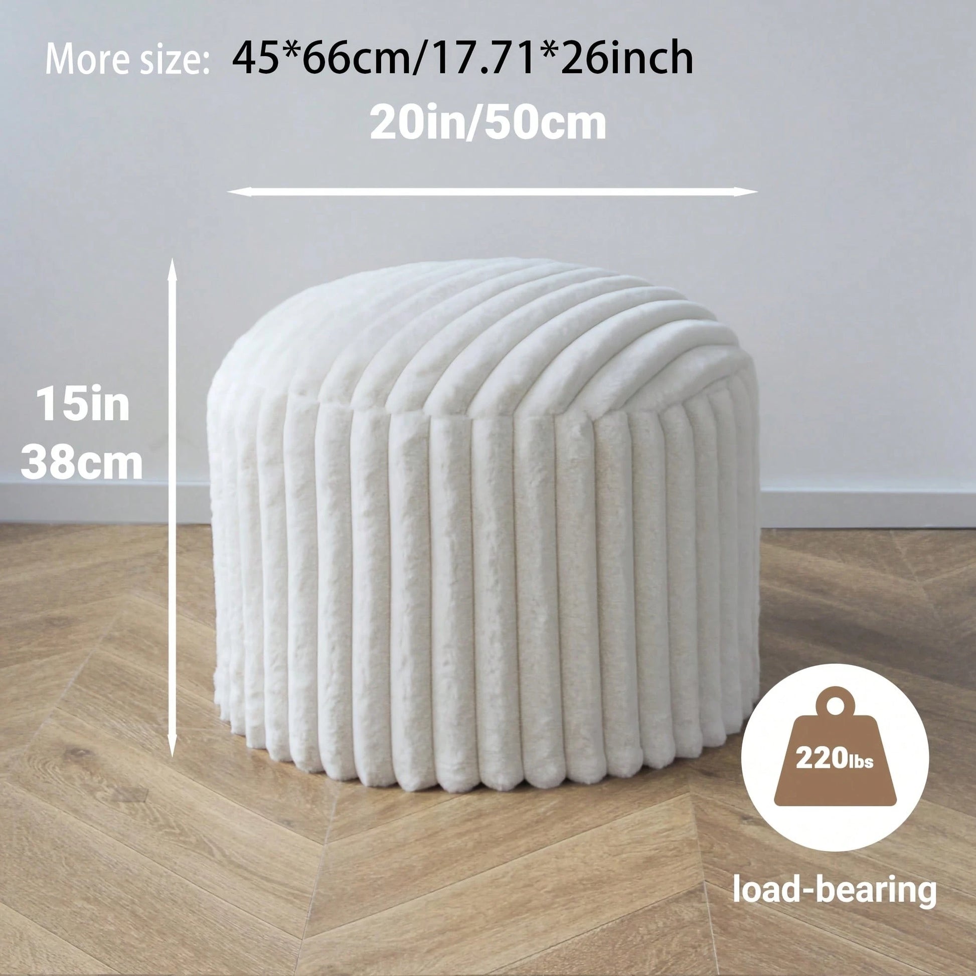 1pc Luxury Round Filled Floor Cushion, Plush Comfortable Striped Footrest, Double-Layer Soft, Removable Washable Cover, 20 Inch X 15 Inch (Approx. 50cm X 38cm) Fluffy Ball Shaggy Pouf, Suitable For Li