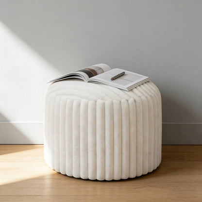 1pc Luxury Round Filled Floor Cushion, Plush Comfortable Striped Footrest, Double-Layer Soft, Removable Washable Cover, 20 Inch X 15 Inch (Approx. 50cm X 38cm) Fluffy Ball Shaggy Pouf, Suitable For Li