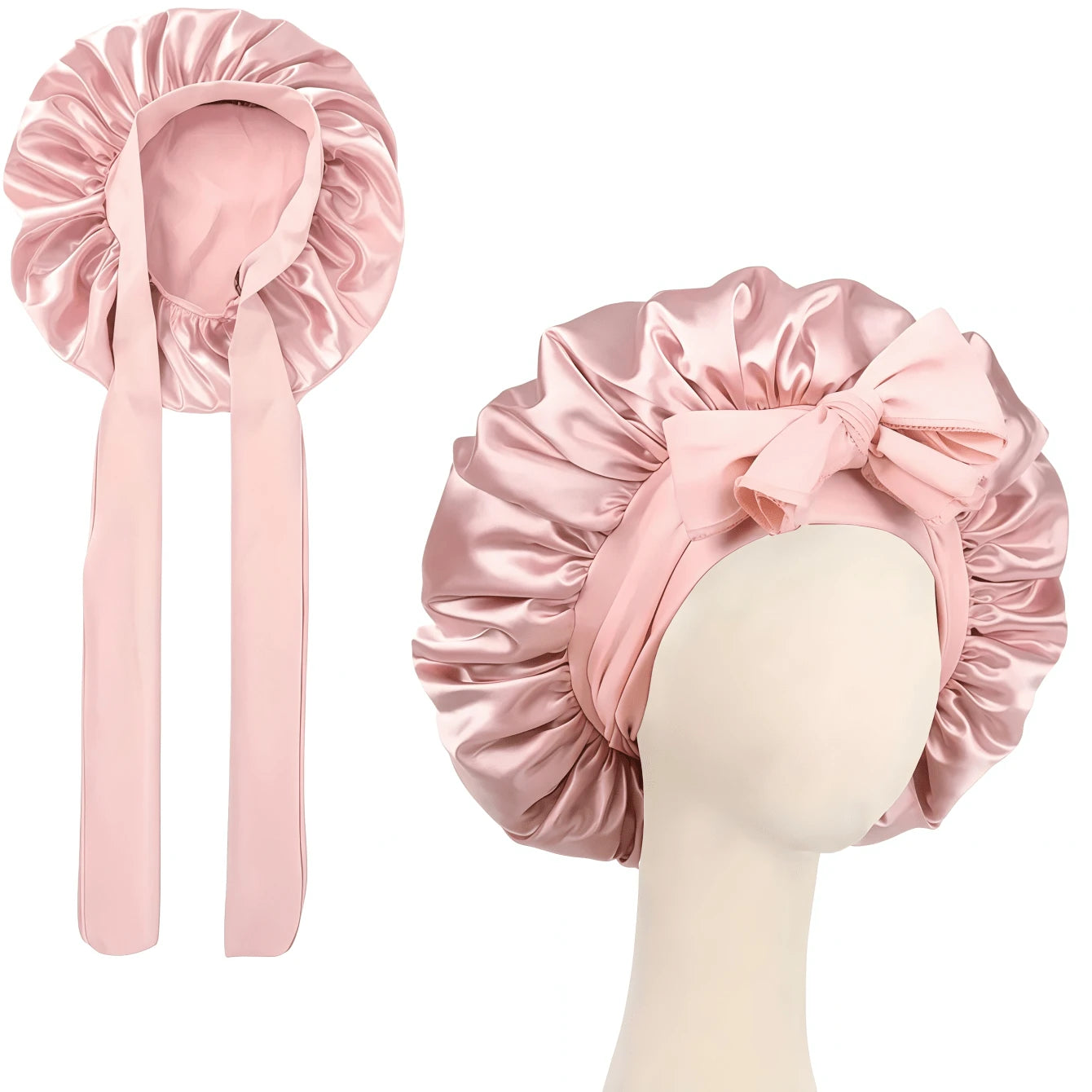 1pc Luxury Satin Sleep Cap With Adjustable Bow Tie- Lightweight Hair Care Cap For Curly/Braided/Natural Hair, Available In Multiple Colors, Essential For Nighttime Hair Care, Soft And Close Fit For H