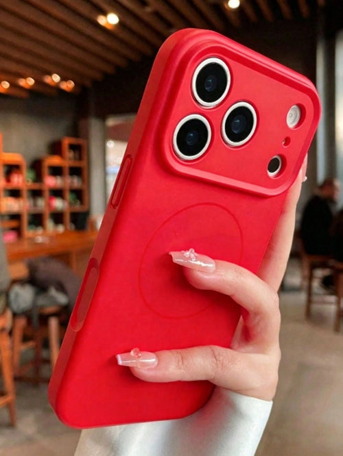 1pc Matte Liquid Silicone Minimalist Magnetic Phone Case, Compatible With Phone 17 AIR 16 15 14 13 12 Pro Max Plus, Supports Wireless Charging, Soft Silicone Back Cover