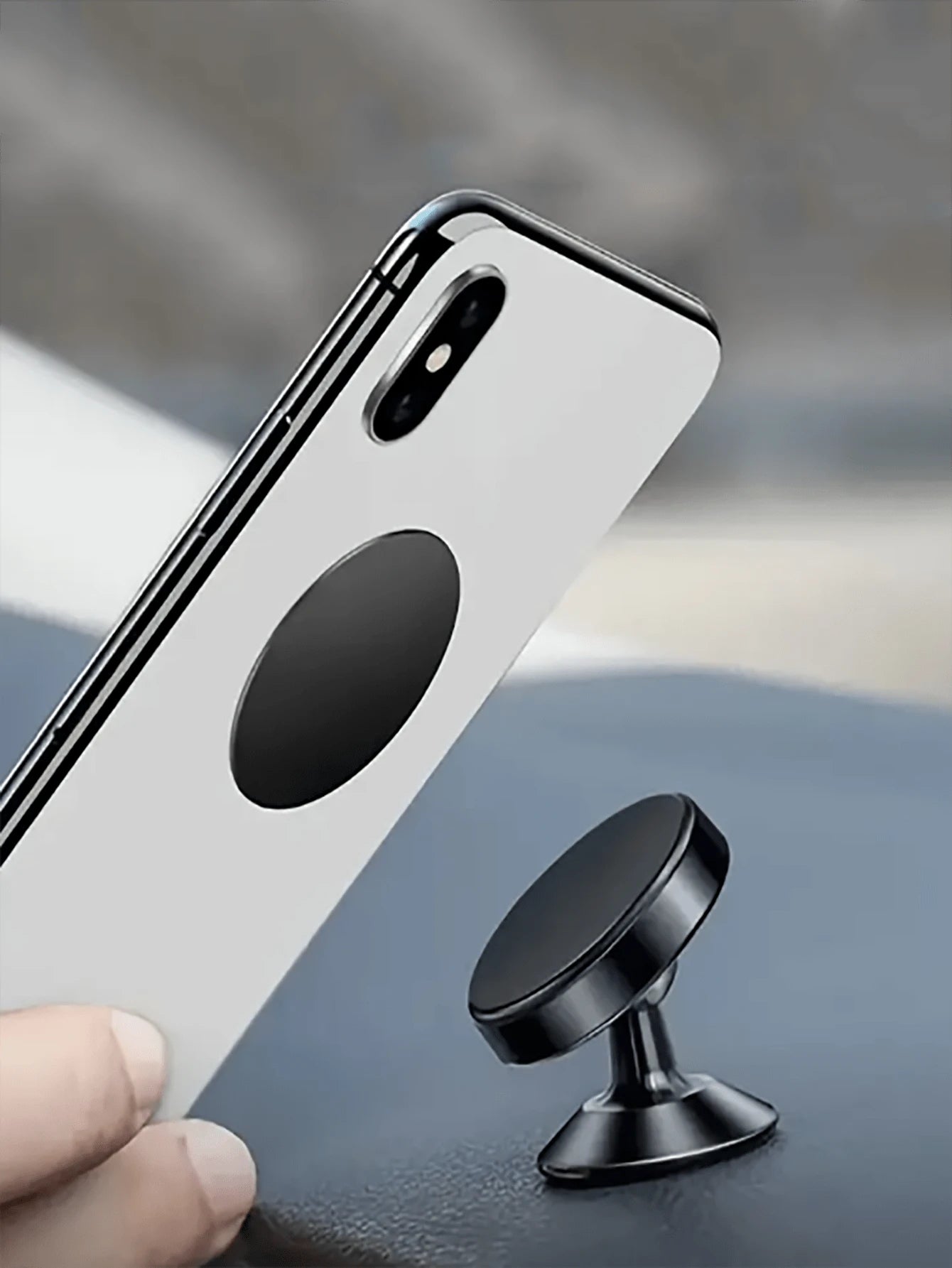1pc Metal Material Circular Mini Magnetic Phone Holder, Car Multifunctional Phone Navigation Holder, Car Dashboard Holder