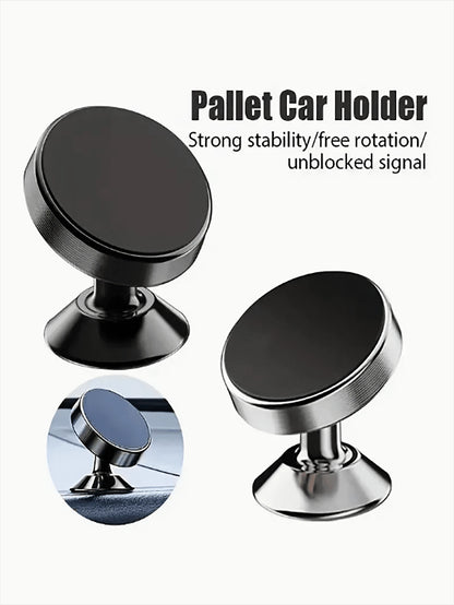1pc Metal Material Circular Mini Magnetic Phone Holder, Car Multifunctional Phone Navigation Holder, Car Dashboard Holder