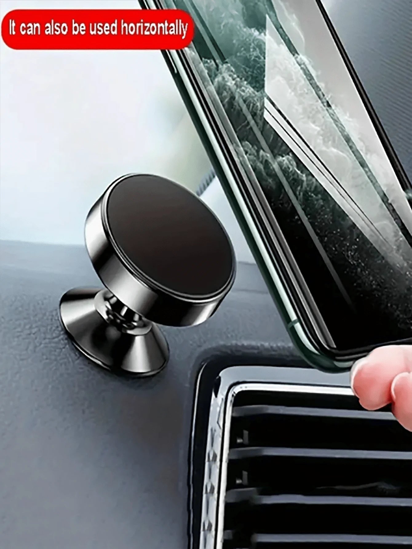 1pc Metal Material Circular Mini Magnetic Phone Holder, Car Multifunctional Phone Navigation Holder, Car Dashboard Holder