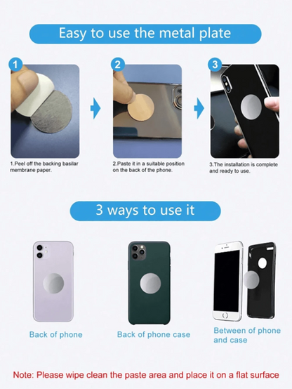 1pc Metal Material Circular Mini Magnetic Phone Holder, Car Multifunctional Phone Navigation Holder, Car Dashboard Holder