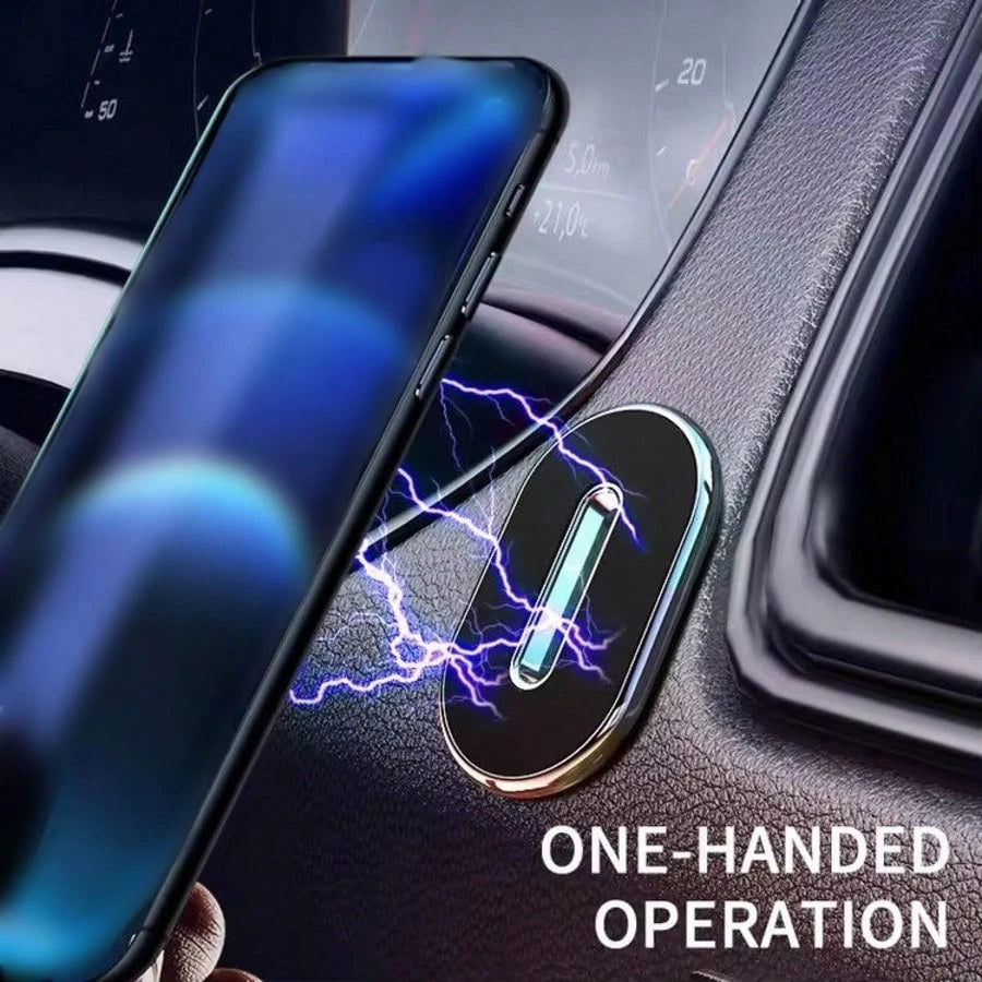 1Pc Mini Car Phone Holder, Sleek Oval Magnetic Car Mount, Well-Suited For Car Interiors With One-Handed Operation. Featuring Compact Hidden Styling, It Fits Dashboards And Leather Trims Of Most Car Mo