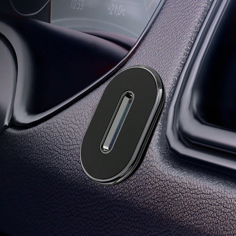 1Pc Mini Car Phone Holder, Sleek Oval Magnetic Car Mount, Well-Suited For Car Interiors With One-Handed Operation. Featuring Compact Hidden Styling, It Fits Dashboards And Leather Trims Of Most Car Mo