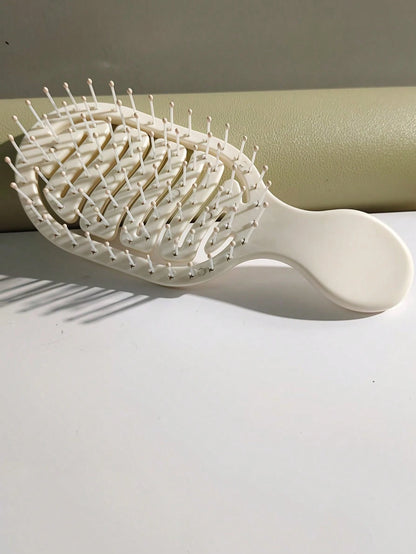 1pc Mini Size White Hollow Design Comb, Dual-Use Portable Comb, Essential Travel Item For Women In Summer (With Hole For Hanging), Minimalist