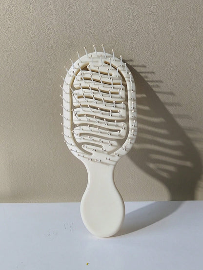 1pc Mini Size White Hollow Design Comb, Dual-Use Portable Comb, Essential Travel Item For Women In Summer (With Hole For Hanging), Minimalist