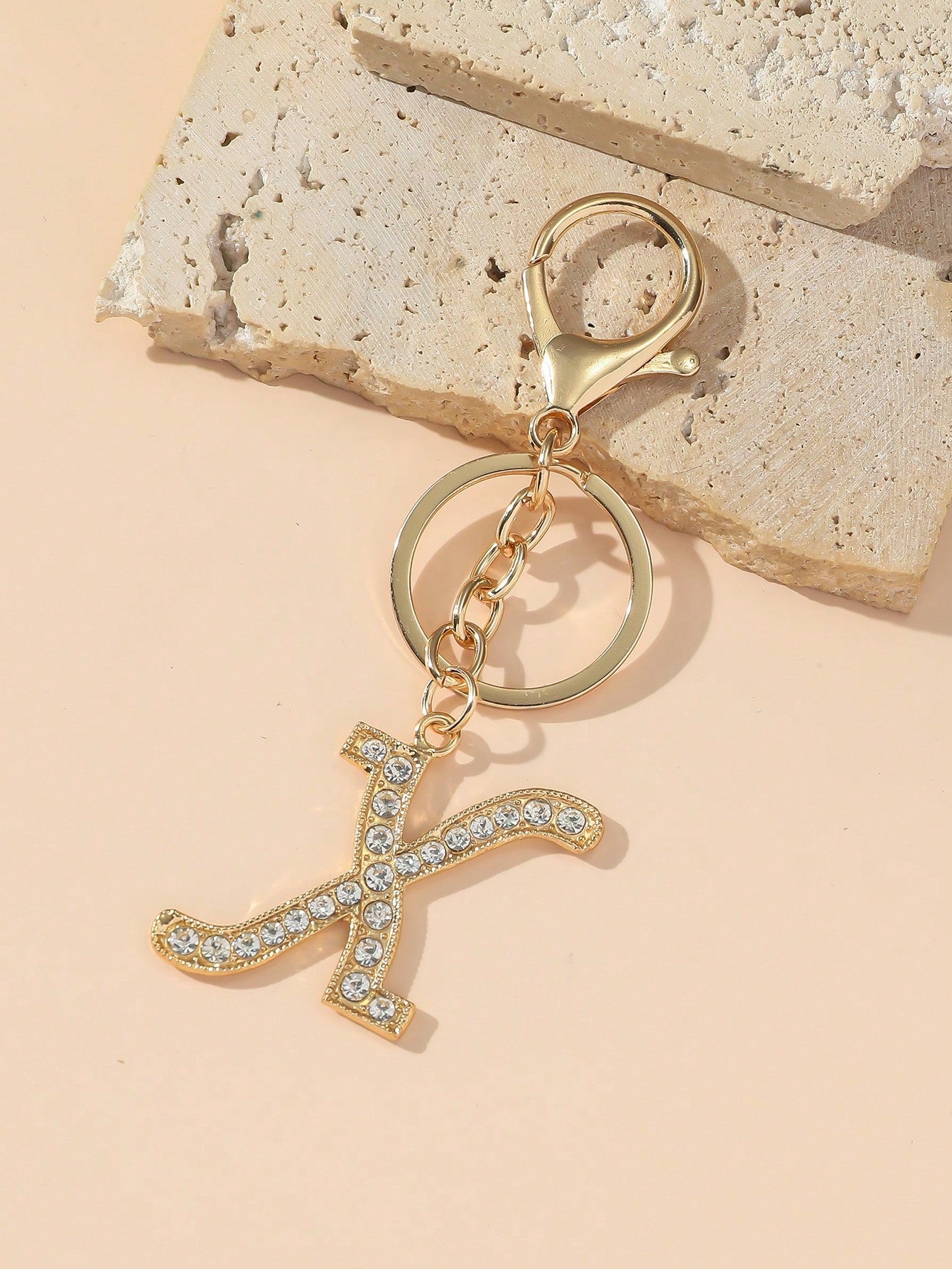 1pc/Multi-Piece Unisex Gold-Tone Rhinestone Electroplated Elegant Daily Matching Glamorous English Letter Keychain Pendant