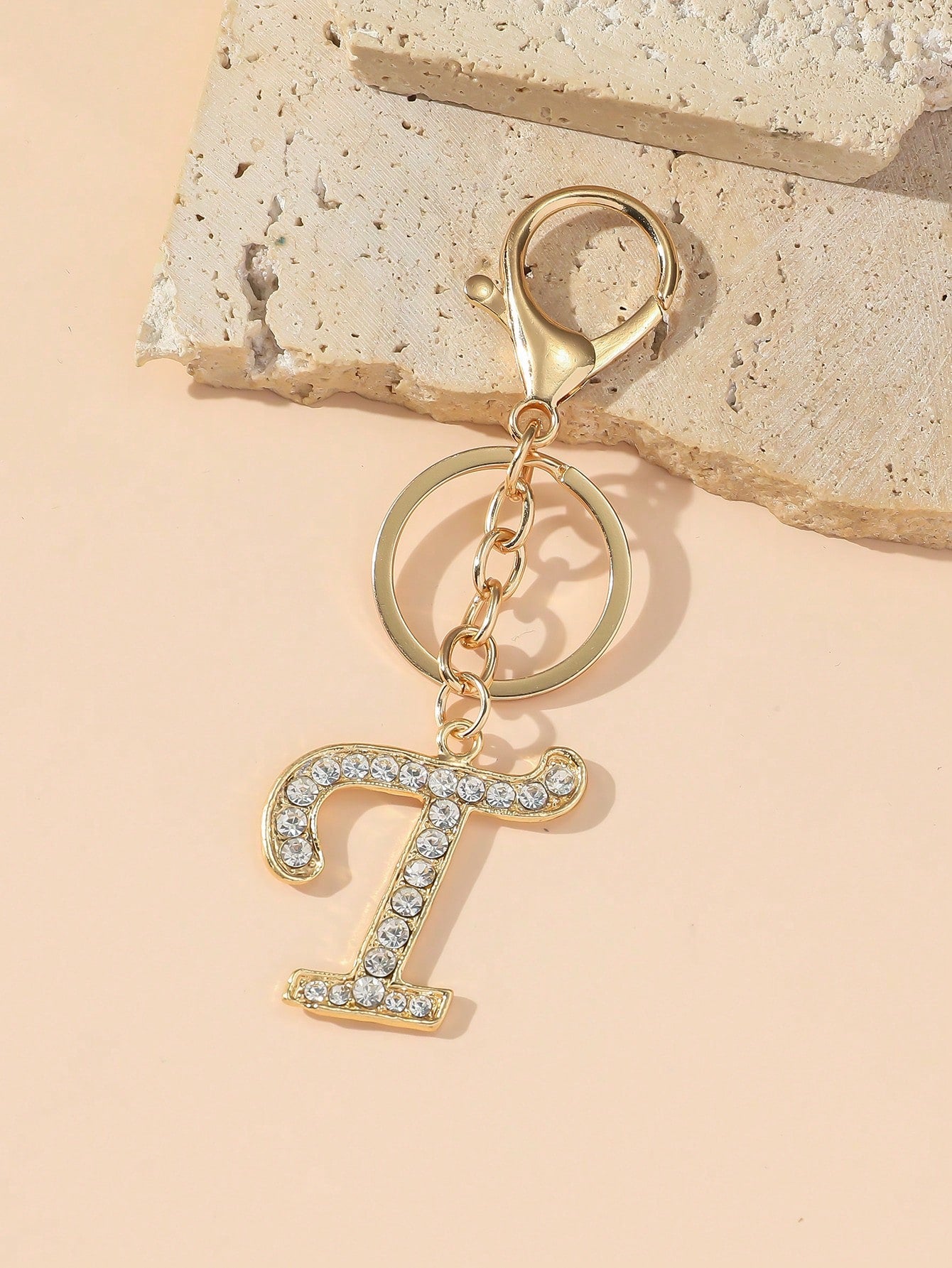 1pc/Multi-Piece Unisex Gold-Tone Rhinestone Electroplated Elegant Daily Matching Glamorous English Letter Keychain Pendant