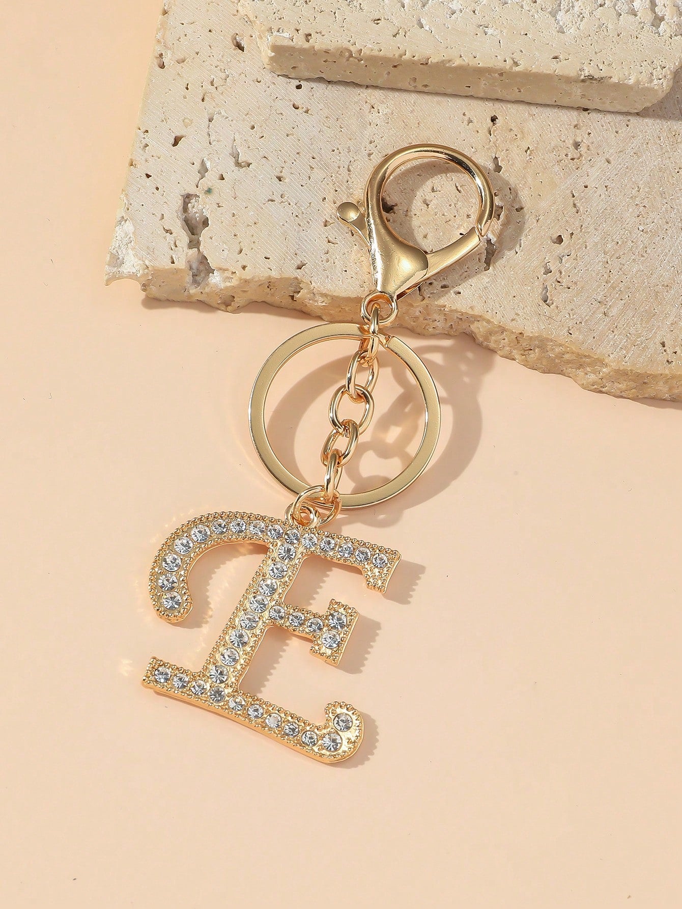 1pc/Multi-Piece Unisex Gold-Tone Rhinestone Electroplated Elegant Daily Matching Glamorous English Letter Keychain Pendant