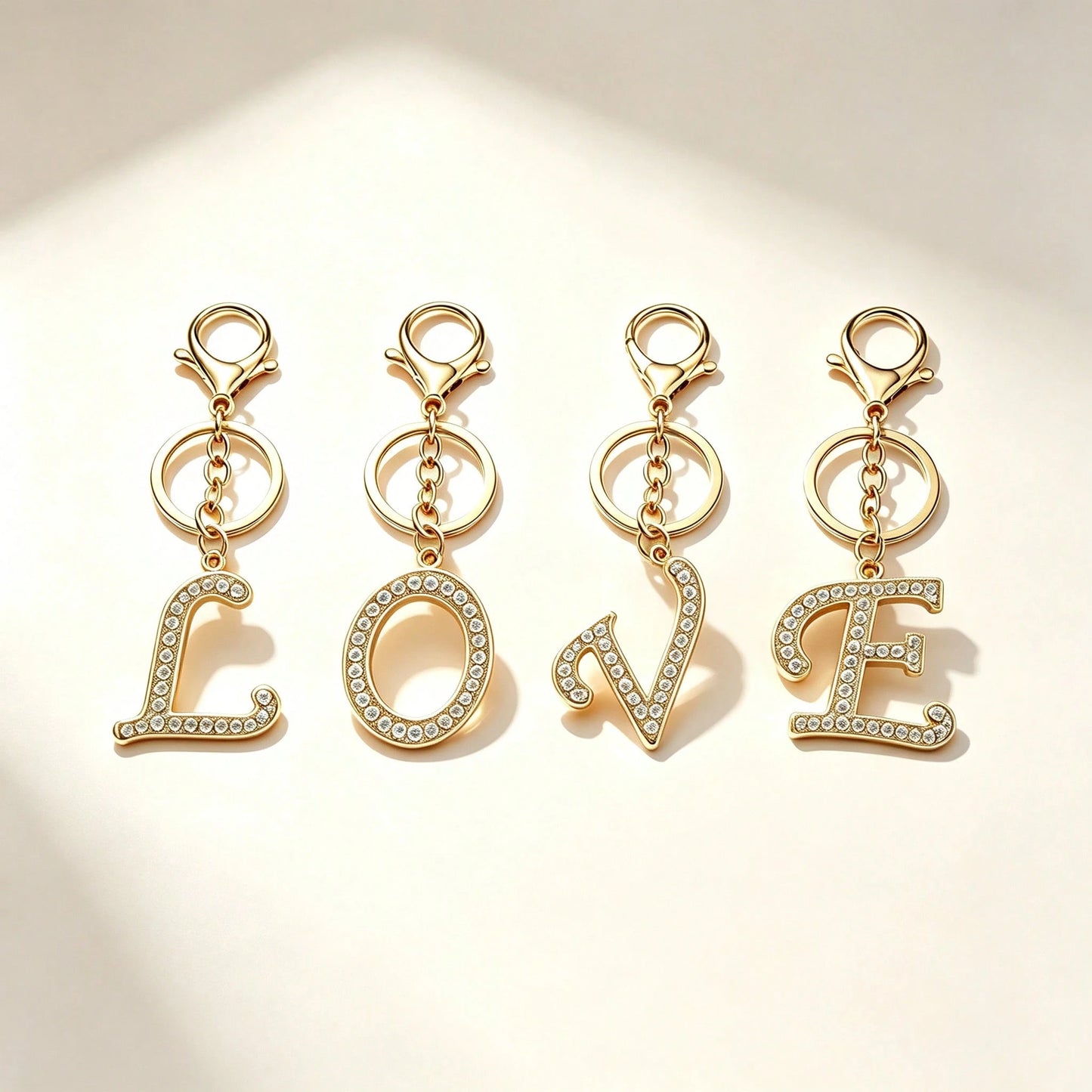 1pc/Multi-Piece Unisex Gold-Tone Rhinestone Electroplated Elegant Daily Matching Glamorous English Letter Keychain Pendant