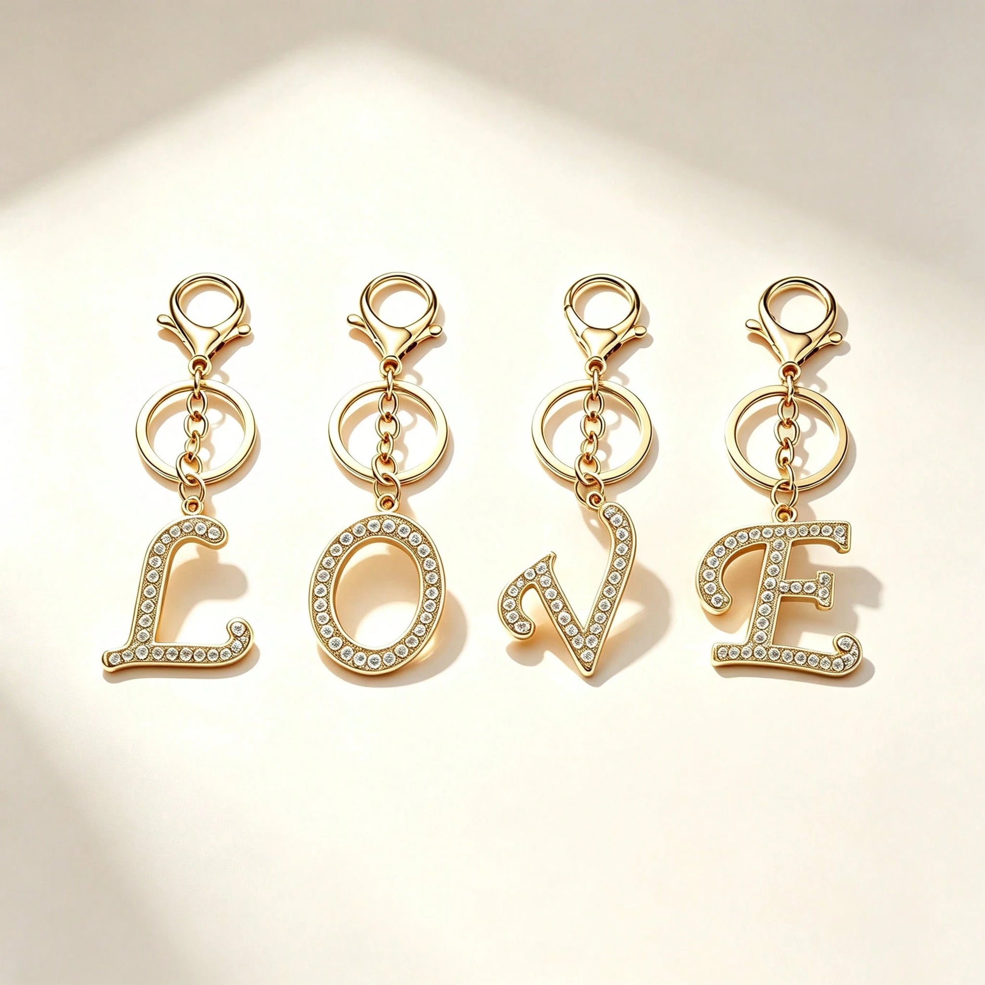 1pc/Multi-Piece Unisex Gold-Tone Rhinestone Electroplated Elegant Daily Matching Glamorous English Letter Keychain Pendant