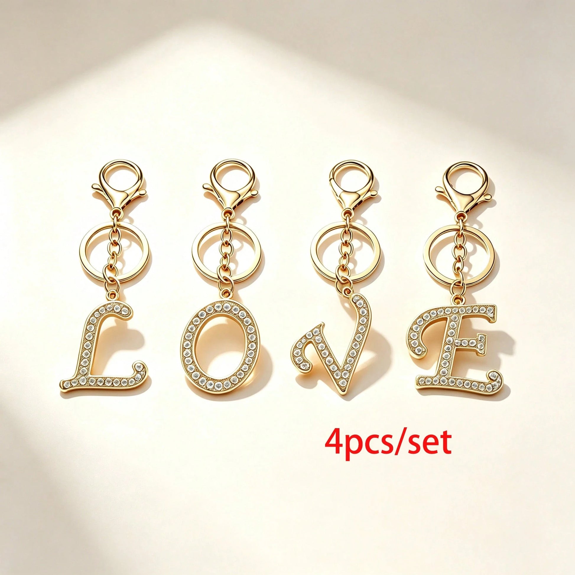 1pc/Multi-Piece Unisex Gold-Tone Rhinestone Electroplated Elegant Daily Matching Glamorous English Letter Keychain Pendant