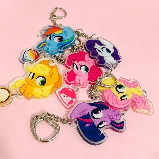 1pc My Little Pony Acrylic Keychain, Cute Pinkie Pie Fluttershy Twilight Rarity Dash Bag Charm, Cartoon Pendant, Xmas Halloween Gift For Girls Fans