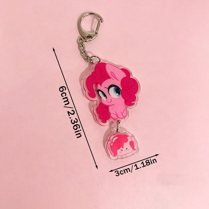 1pc My Little Pony Acrylic Keychain, Cute Pinkie Pie Fluttershy Twilight Rarity Dash Bag Charm, Cartoon Pendant, Xmas Halloween Gift For Girls Fans