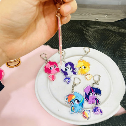 1pc My Little Pony Acrylic Keychain, Cute Pinkie Pie Fluttershy Twilight Rarity Dash Bag Charm, Cartoon Pendant, Xmas Halloween Gift For Girls Fans