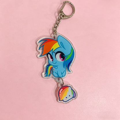 1pc My Little Pony Acrylic Keychain, Cute Pinkie Pie Fluttershy Twilight Rarity Dash Bag Charm, Cartoon Pendant, Xmas Halloween Gift For Girls Fans