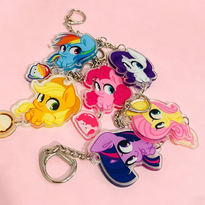 1pc My Little Pony Acrylic Keychain, Cute Pinkie Pie Fluttershy Twilight Rarity Dash Bag Charm, Cartoon Pendant, Xmas Halloween Gift For Girls Fans