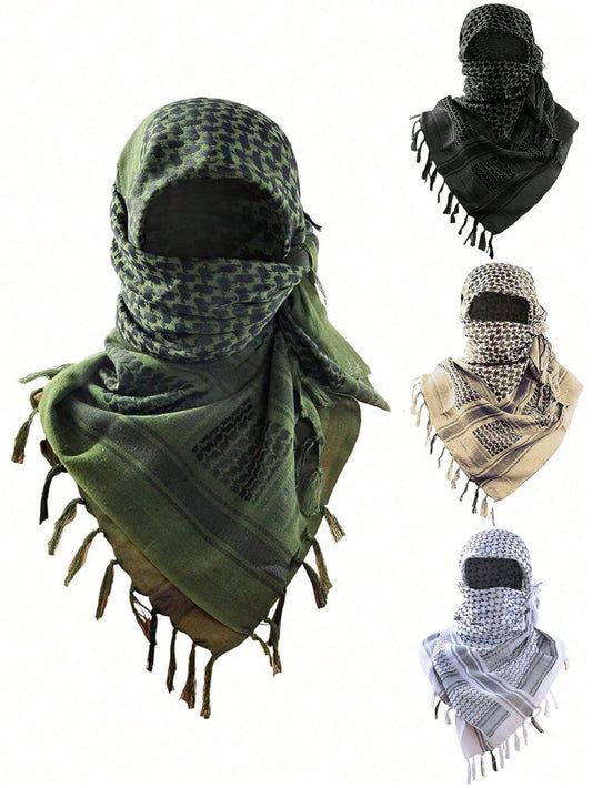 1pc New Autumn/Winter Desert Style Tassel Men's Headscarf, Soft Warm Outdoor Fashion Arabic Headwrap, Off-Road Style, Suitable For Outdoor Cycling, Motorcycle Riding, Camping, Hiking, Jungle Travel, B